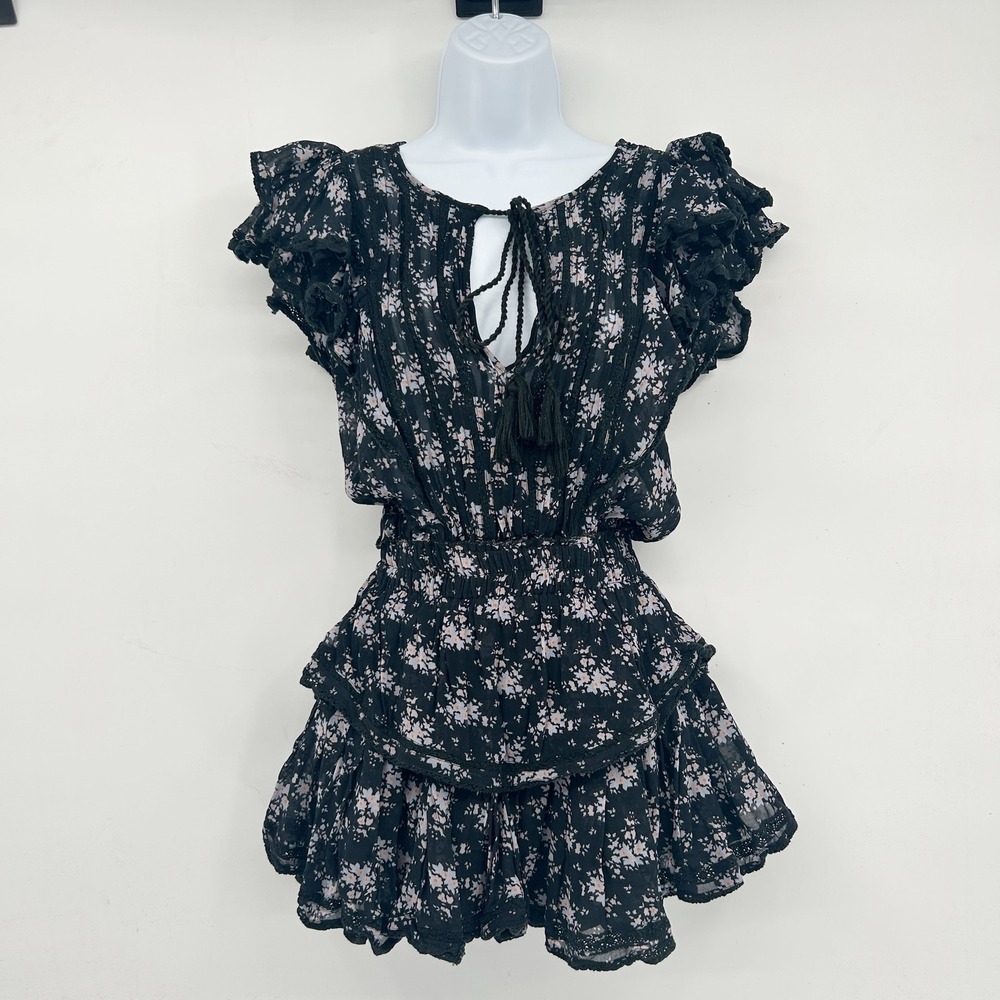 Karina Grimaldi Cottagecore Ditsy Floral Silk Blend‎ Ruffle Mini Dress Size S
